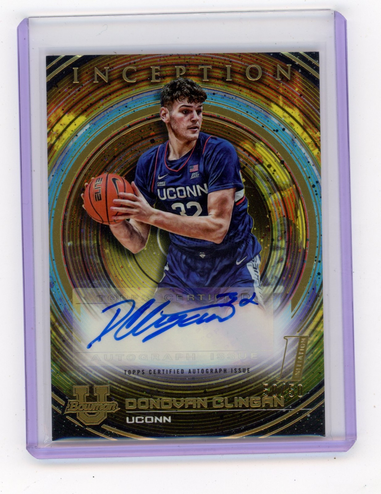 2022 Bowman University Inception Donovan Clingan BIA-DCN Gold Foil Auto /50 RC