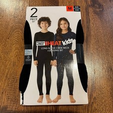 32 Degrees Heat Kids Base Layer Set Medium 8/10 Black Crew Leggings NWT