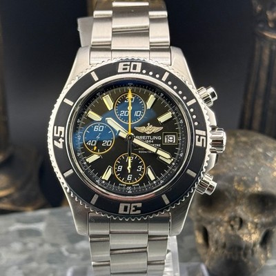 Breitling Superocean Chrono II A13341 44mm Black Dial Box & COSC Full Bracelet