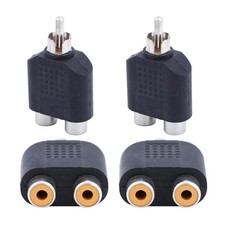 New 4pcs Audio Connector Adapter Plug RCA Male to 2 RCA Females