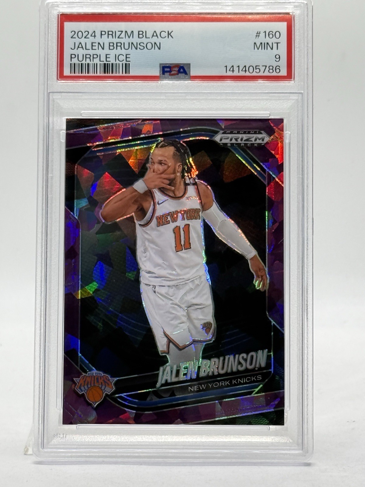 2024 Panini Purple Ice Prizm Black #160 JALEN BRUNSON (#'d / 149) PSA MINT 9