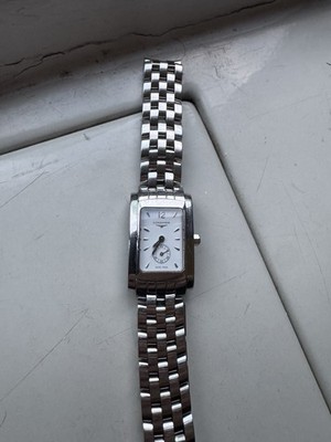 Longines Dolce Vita Tank Watch Women 20mm White Dial Steel Rectangle New Battery