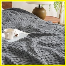100 Cotton Waffle Blanket Twin Size, Lightweight Breathable Soft Cooling Spr...