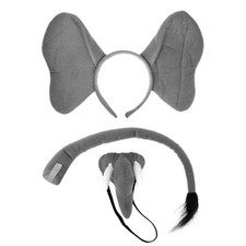 Elephant Headband Ears Tail and Trunk Costume Accessory Set Adults Kids Prop