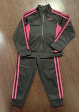 Adidas Toddler Girl Zip front Classic tricot Jacket And joggers Set - 3T