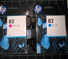 2pk GENUINE HP 82 28ml DesignJet Ink Cartridge Color CH566A CH567A DATE:EXPIRE