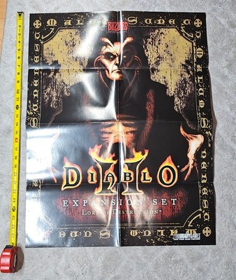 RARE 2001 Diablo II Lord of Destruction Official Promo Poster with Dev Note