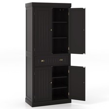 72" Tall Kitchen Pantry Storage Cabinet Freestanding Cupboard w/ 4 Doors