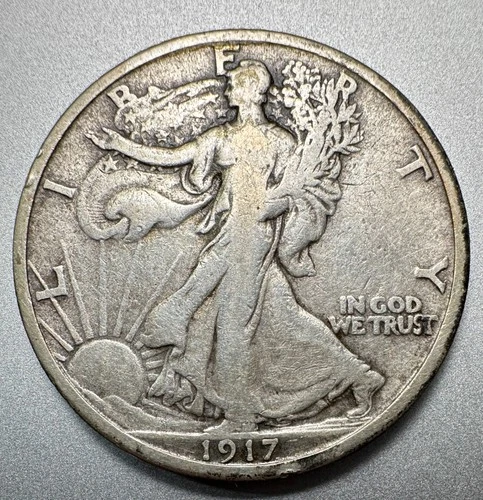 1917-S  REVERSE WALKING LIBERTY HALF DOLLAR   FINE   #1477