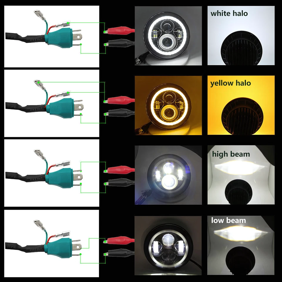 Faros LED de 7 pulgadas 140 W 4,5 pulgadas 60 W luz antiniebla lámpara de paso para Harley Davidson Foto 4 de 4