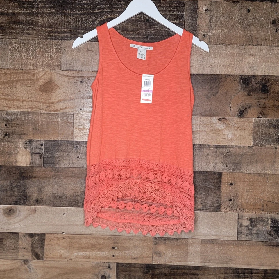 Regata American Rag crochê sem mangas coral casual verão XXS - Imagem 3 de 4