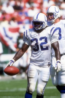 Running Back Edgerrin James Indianapolis Colts has a short gain fo- Old Photo
