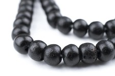 Black Bone Mala Beads 8mm Nepal Round Large Hole 28 Inch Strand