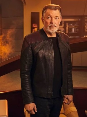 Handmade Star Inspire Trek Picard Captain Riker Leather Jacket for Men and Women