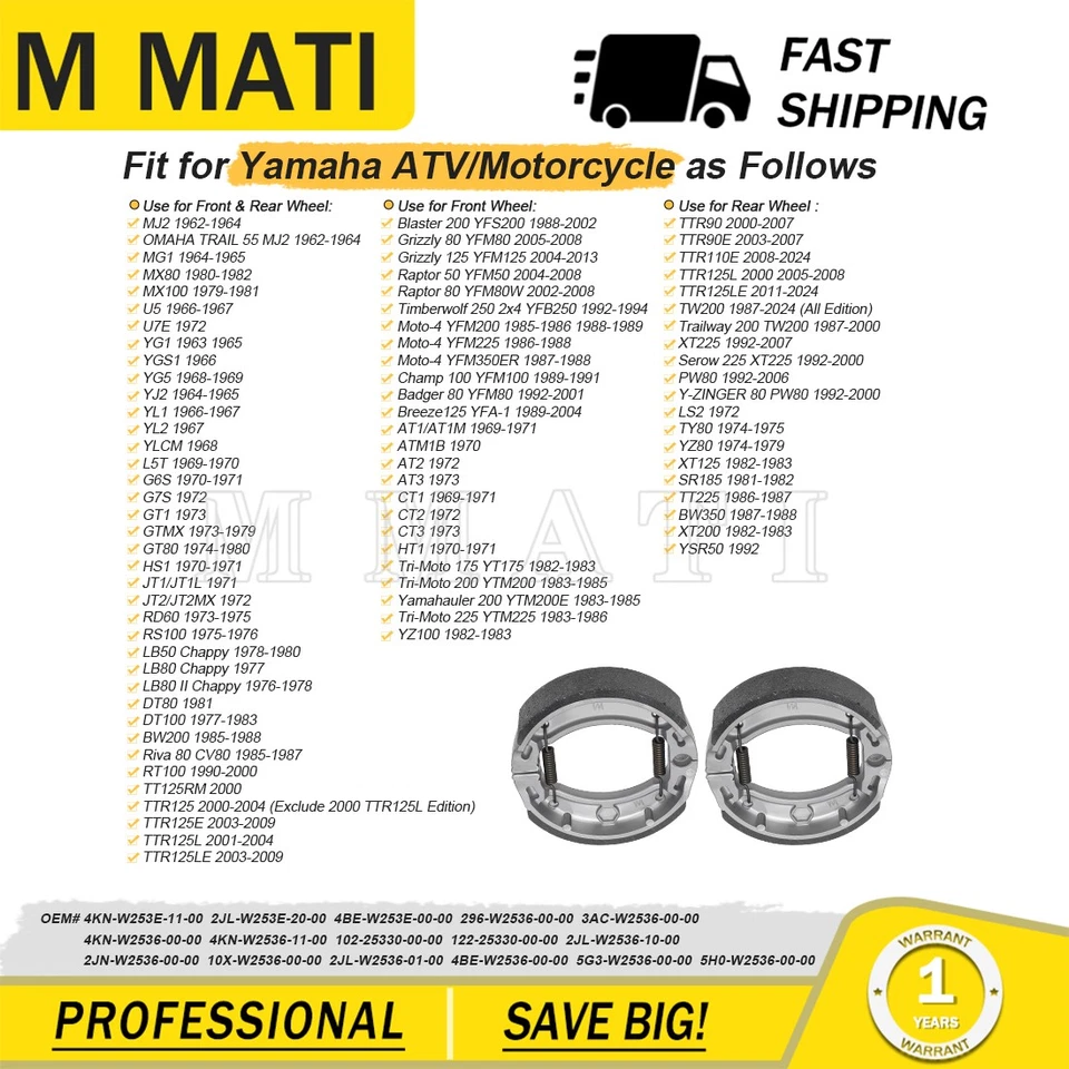 2 sapatas de freio para Yamaha G6S G7S GT1 GTMX GT80 HS1 JT1 JT2 JT1L JT2MX RD60 RS100 - Imagem 4 de 4