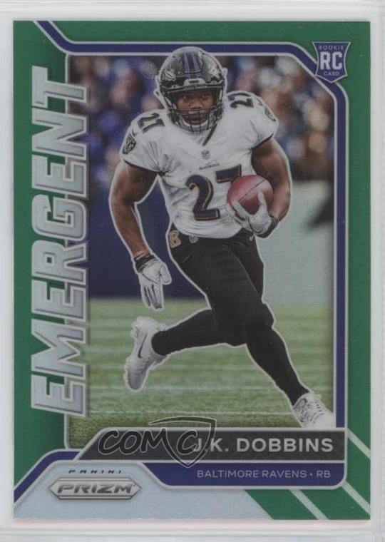 2020 Panini Prizm Emergent Green Prizm JK Dobbins #5 2l4