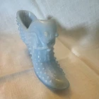 Vintage Fenton Light Blue Milk Glass Hobnail Shoe Figurine Decorative