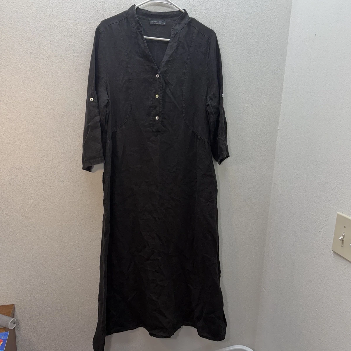 italian linen dresses ebay Bellambra Womens Linen Dress Size 1X Made In Italy Crochet Trim Short  Sleeve