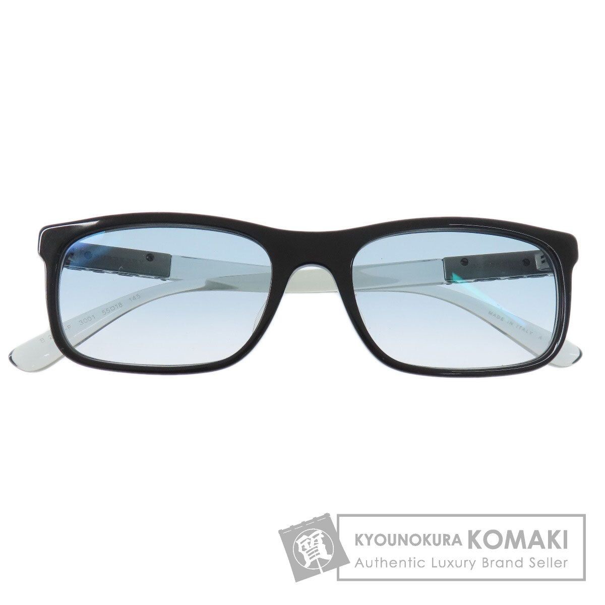 Burberry Rectangle Sunglasses Black Frame White T… - image 1