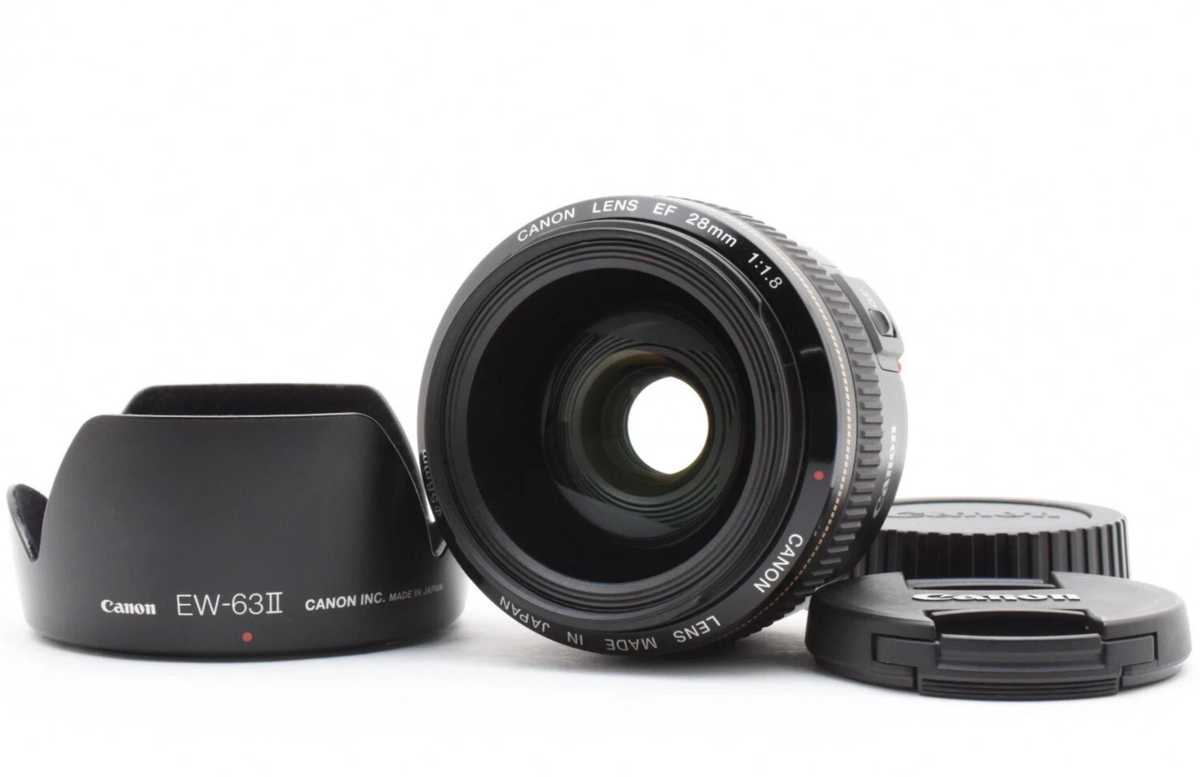 Canon EF 28mm F/1.8 USM w/Hood EF-Mount Wide Angle Lens From