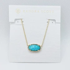 Kendra Scott Elisa Gold Pendant Necklace in Blue Periwinkle Opal