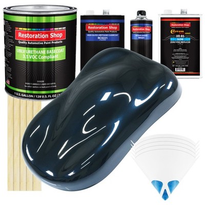 Dark Midnight Blue Pearl Low VOC SLOW Paint Gal Kit URETHANE BASECOAT Clearcoat