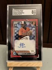 🔥2024 Bowman Chrome Luis De Leon 1st Auto True Red Ref. /5 SGC 8 NMMT Orioles