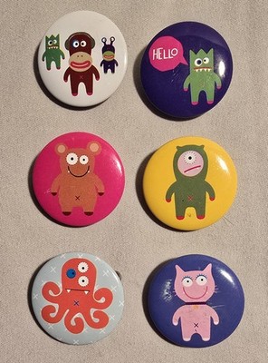 FUGGLER UGLY MONSTER 1'' Button Pins Lot of 6 (Reduced Price)