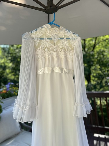 Vintage 70s GUNNE SAX Style Lace Prairie Cottage Wedding Boho Maxi DRESS - Picture 18 of 21