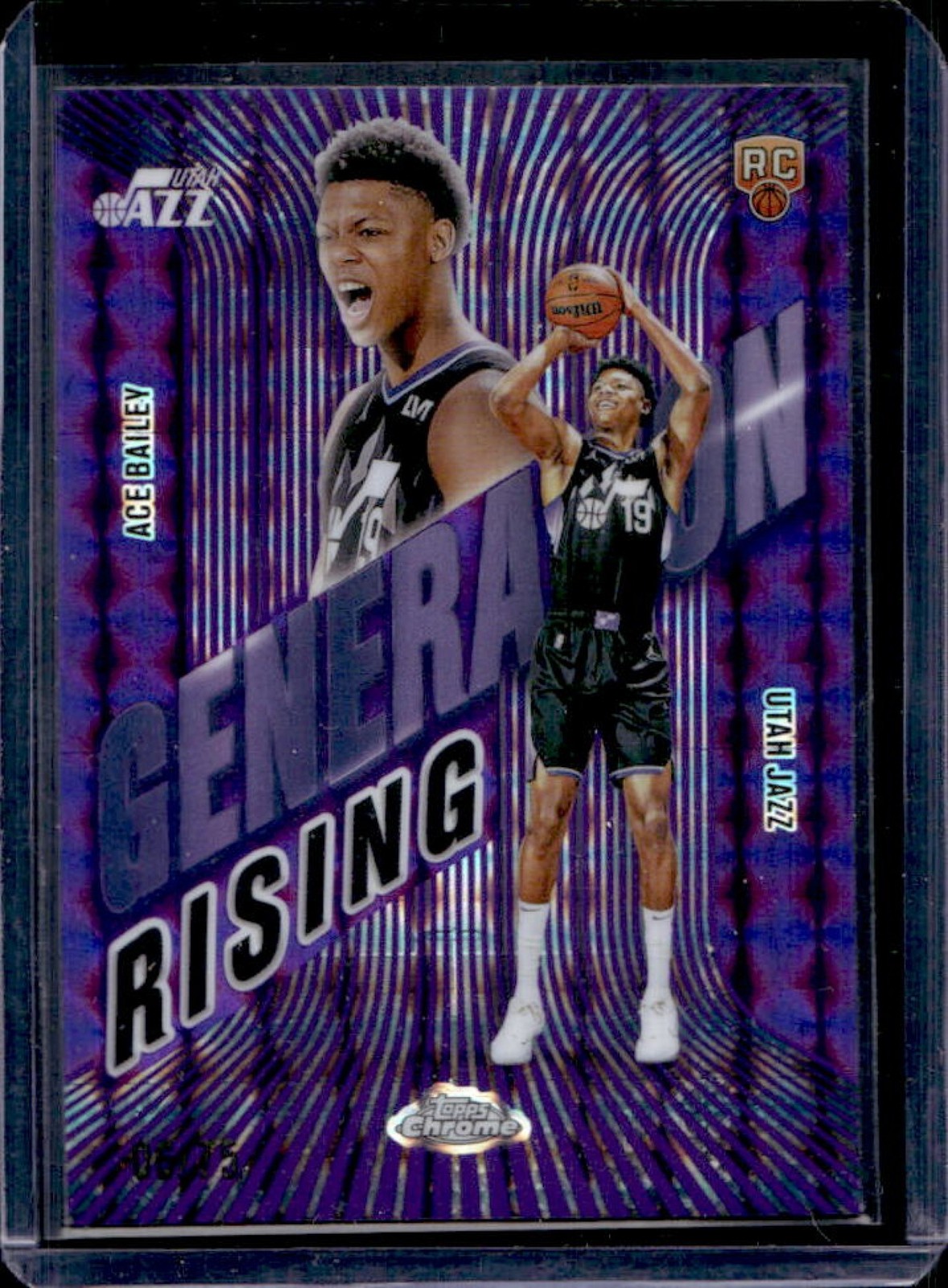 2025-26 Topps Chrome Ace Bailey Generation Rising RC Geometric Purple #/75