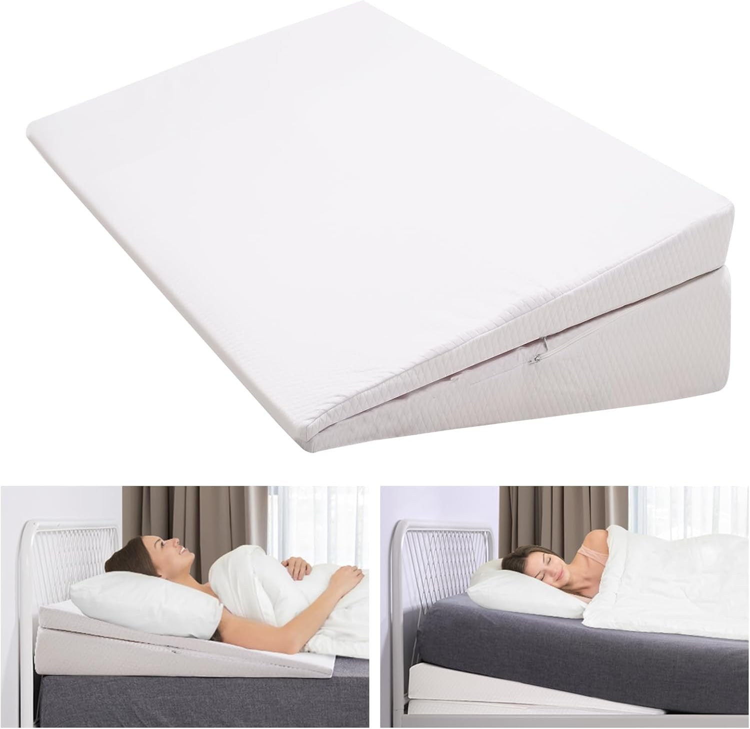 Adjustable 7.5in Wide Bed Wedge Pillow for Headboard Support and Comfortable Sleep