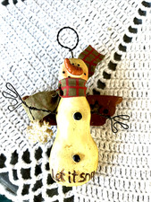 Vintage Snowman Ornament Rustic Country Christmas