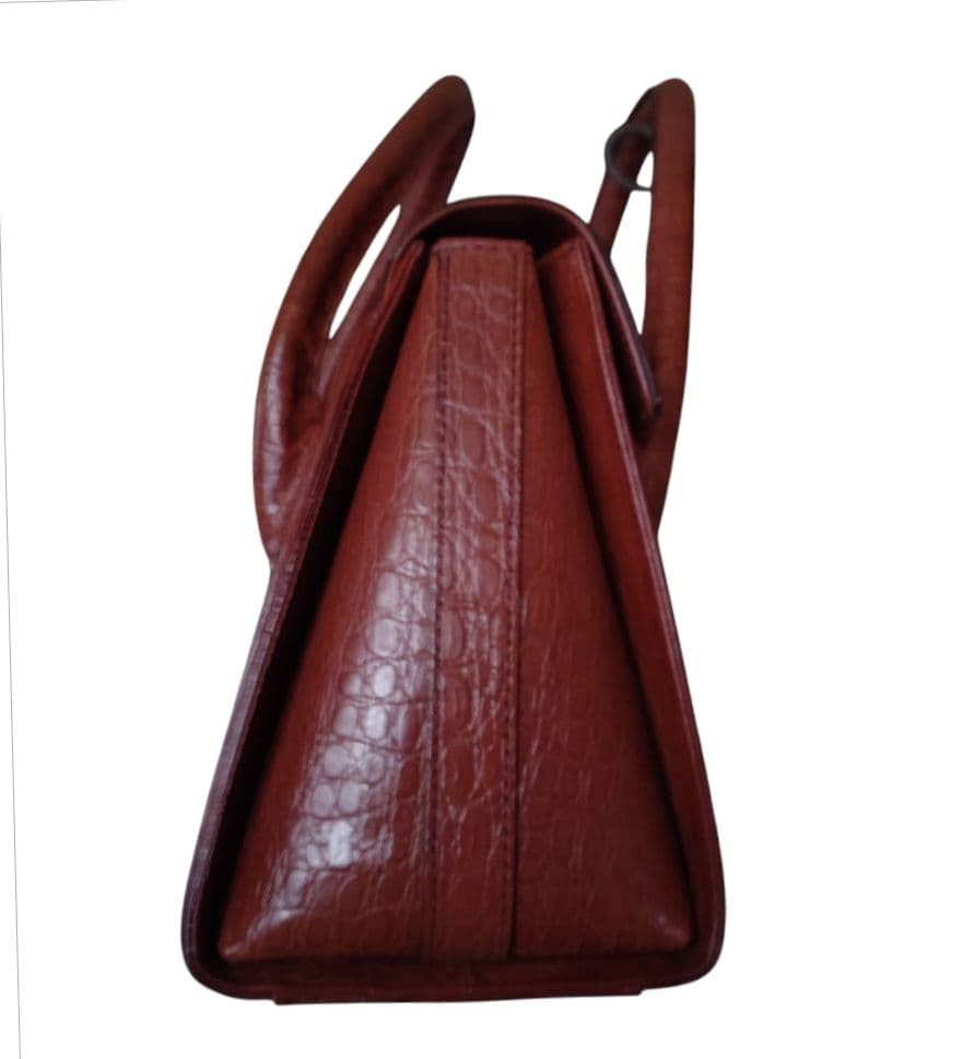 Valentino Garavani Brown Leather Box Handbag, Vintage, No Shoulder Strap Japan thumbnail 3