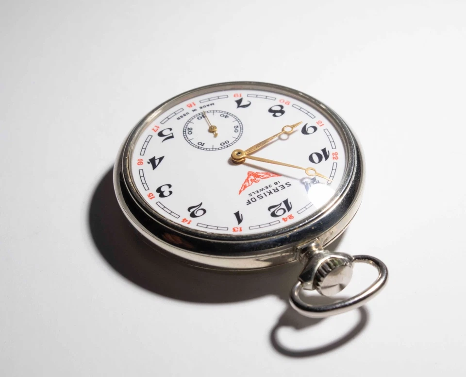 Reloj de Bolsillo Molnija Serkisof Vintage Mecánico 18j Era Soviética Cara Abierta URSS Foto 3 de 4