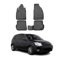 Omac Gummimatten FußMatten FüR Ford Fiesta V 2005-2008 TPE Automatten Schwarz 4X