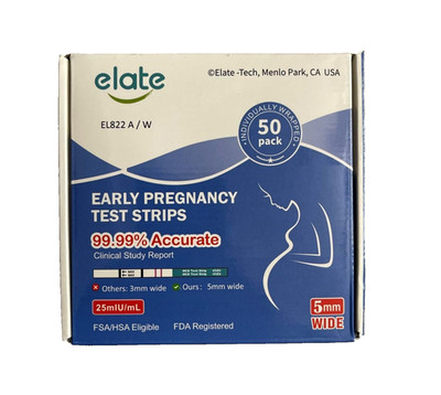 Elate Pregnancy Test 50 Test Strips Count HCG Early Detection 99.99% Accurate