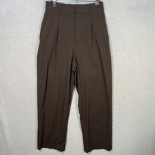 Uniqlo Womens Size XS 24-25 Brown Pleated Wide Leg Dress Pants