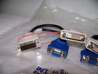 X2026 DVI-D Dual Link Digital Only to DVI-D & VGA Lot of 2 Adapter Cable