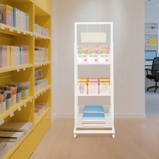 Retail Display Stand, Storage Shelf with Wheels Store Display Shelving Organizer