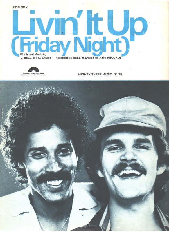 1978 BELL & JAMES LIVIN' IT UP FRIDAY NIGHT  PVC SHEET MUSIC
