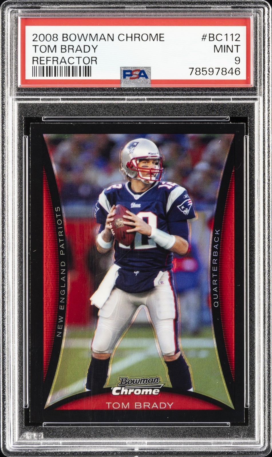 2008 BOWMAN CHROME REFRACTOR #BC112 TOM BRADY PSA 9