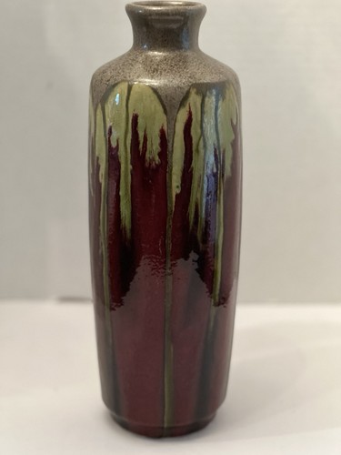 GLITTERY GOLD TOP DRIP GLAZE ~ ART POTTERY ~ COLORED VASE ~ UNMARKED - Picture 3 of 5
