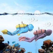Transparent Sturdy Sharp Rust-Proof Aquarium Scuba Diver Resin Floating Ornament