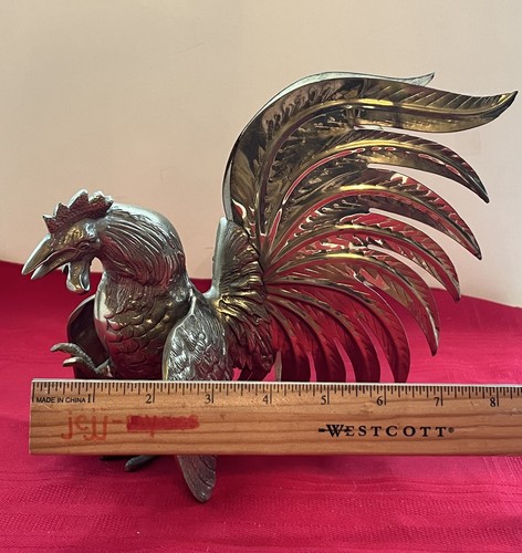 VINTAGE SET PAIR MCM BRASS ROOSTERS IN FIGHTING STANCE 7.5 X 8 - Picture 12 of 19