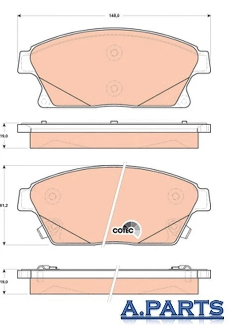 TRW BREMSBELAGSATZ V + H CHEVROLET ORLANDO J309 OPEL R12 P10 W13 ZAFIRA P12 - Imagem 2 de 3