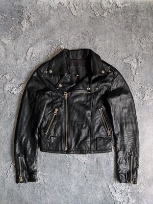 Vera Pelle leather biker jacket black grunge rock vintage gothic