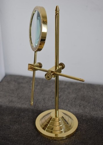 Antique New Solid Vintage Brass Magnifying Glass with Adjustable Stand Magnifier - Picture 7 of 10