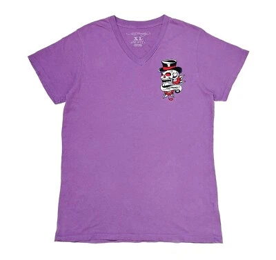 Ed Hardy T-Shirt V-Neck Skull Logo Purple Color size Medium - Image 1 of 4