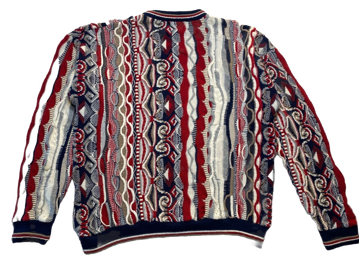 COOGI 3Dニット vintage L size BRAND NEW COOGI Classic Vintage Blue Yellow 3D Linen Cotton