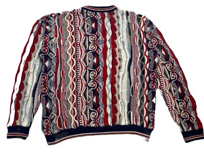 【USA古着】old-coogi 3d knit pure new wool Old Glory 3D Knit Sweater Men's Large Coogi Style USA Red